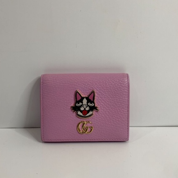 Gucci Limited Edition Pink Leather Bosco Patch Bifold Wallet - Picture 1 of 16